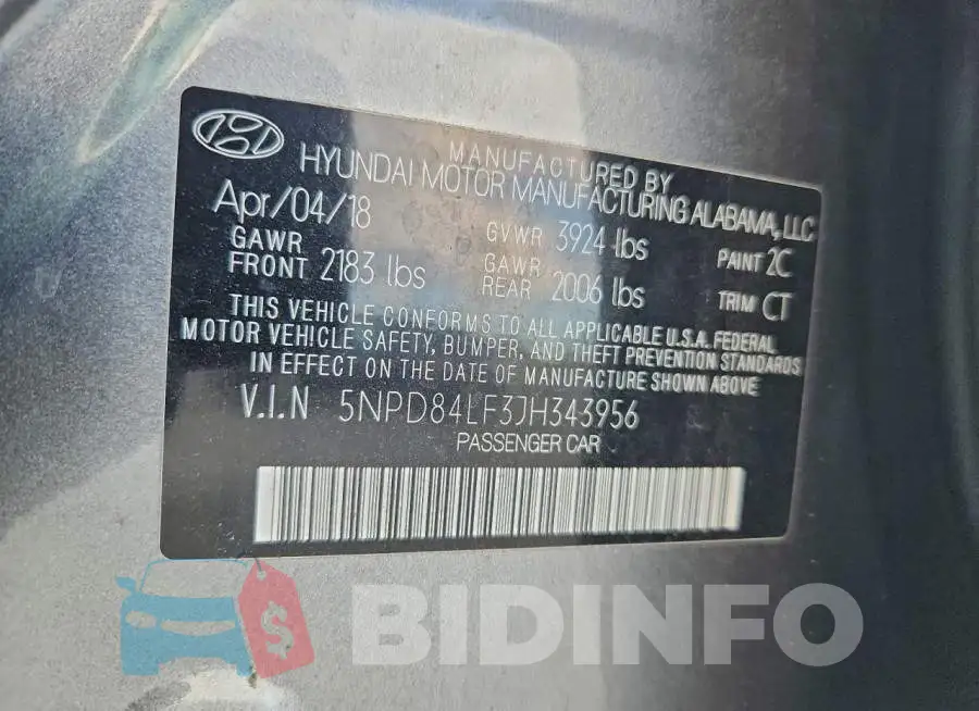 5NPD84LF3JH343956 Photo# 12