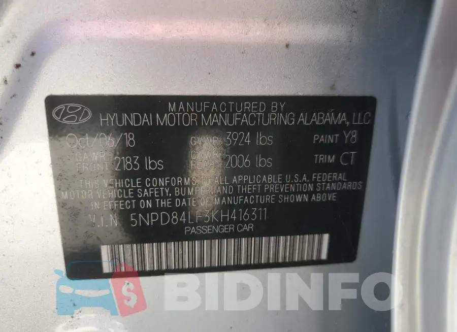 5NPD84LF3KH416311 Photo# 13