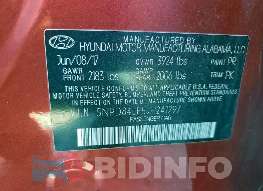 5NPD84LF5JH241297 Photo# 12