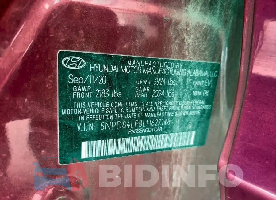 5NPD84LF8LH627148 Photo# 12
