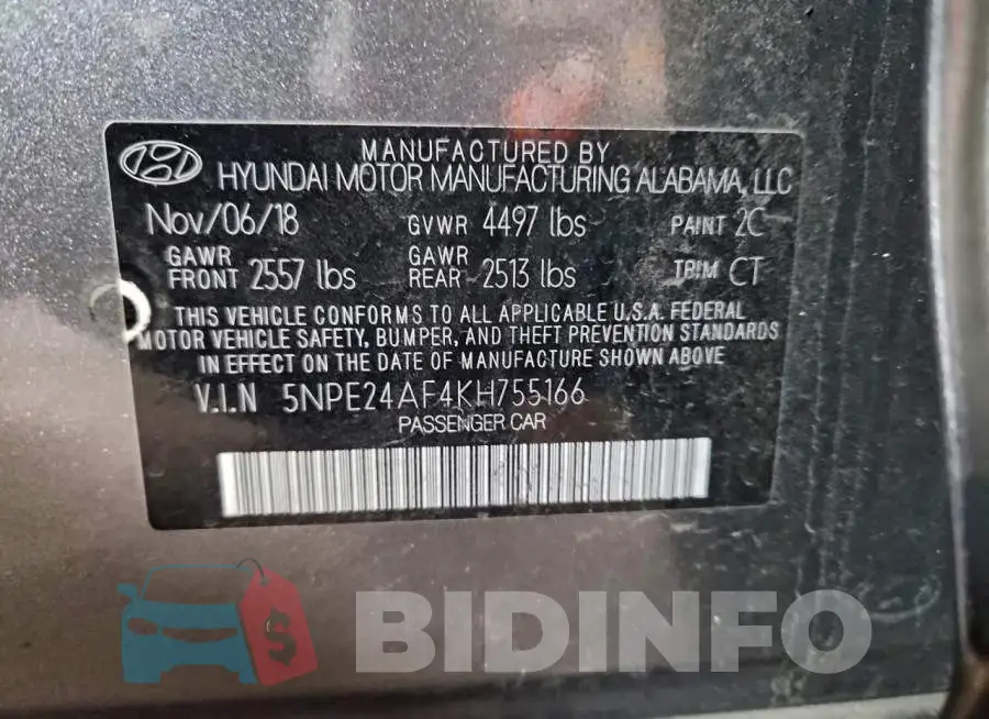 5NPE24AF4KH755166 Photo# 12