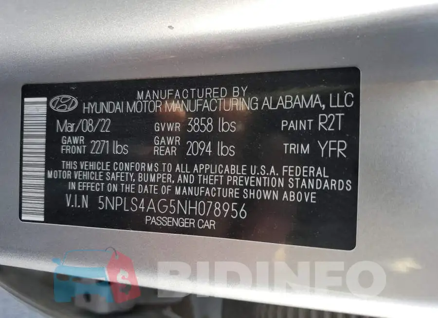 5NPLS4AG5NH078956 Photo# 12