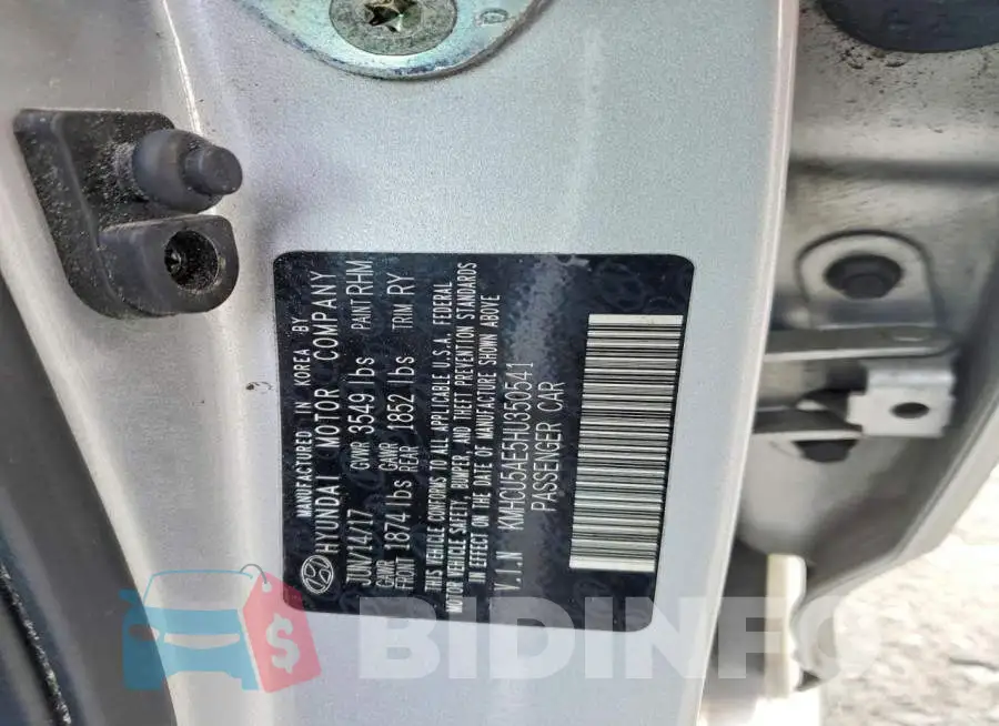 KMHCU5AE5HU350541 Photo# 12