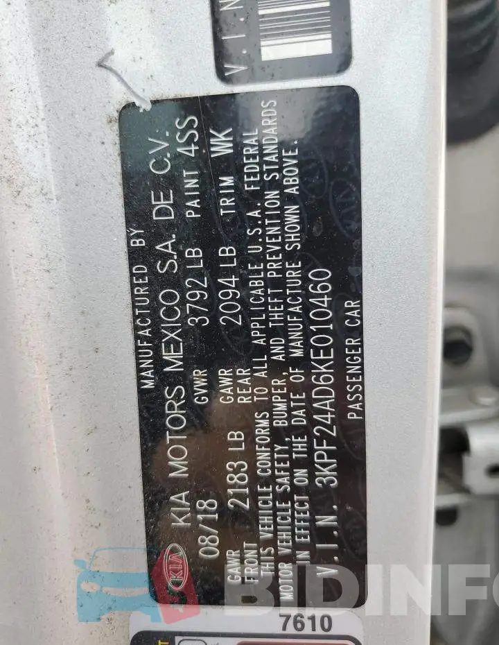 3KPF24AD6KE010460 Photo# 12