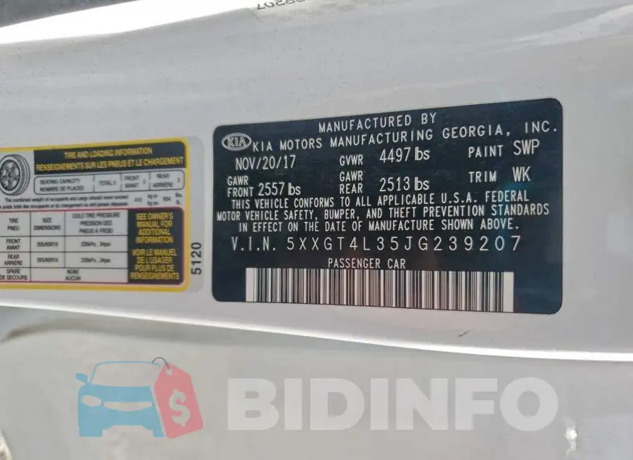 5XXGT4L35JG239207 Photo# 12