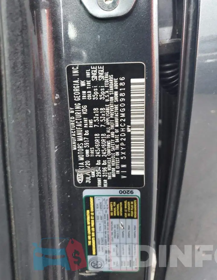 5XYP2DHC2MG098186 Photo# 13