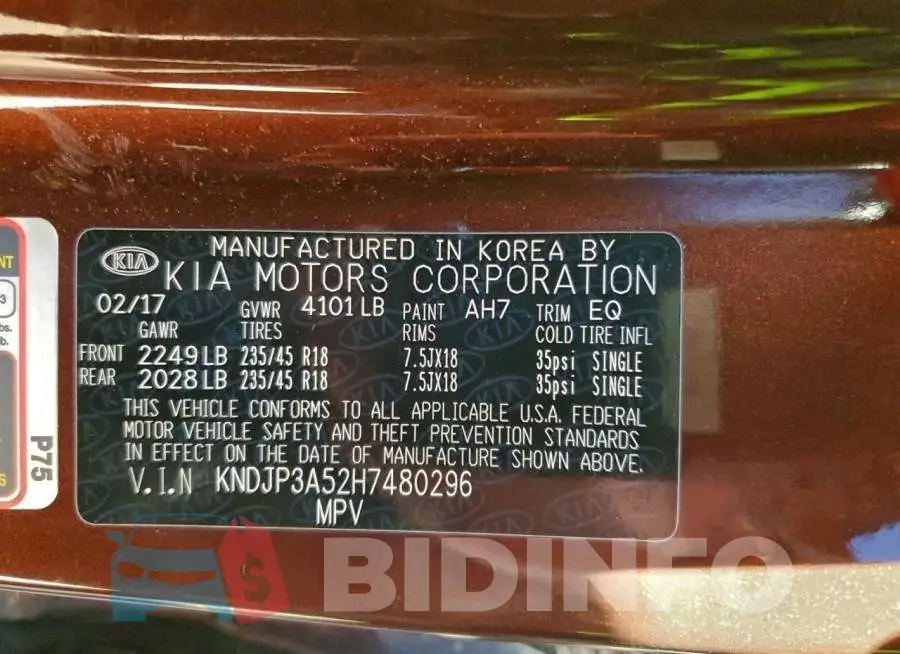 KNDJP3A52H7480296 Photo# 12