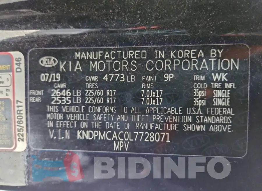 KNDPMCAC0L7728071 Photo# 13
