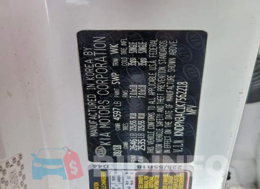 KNDPN3AC1K7562218 Photo# 13