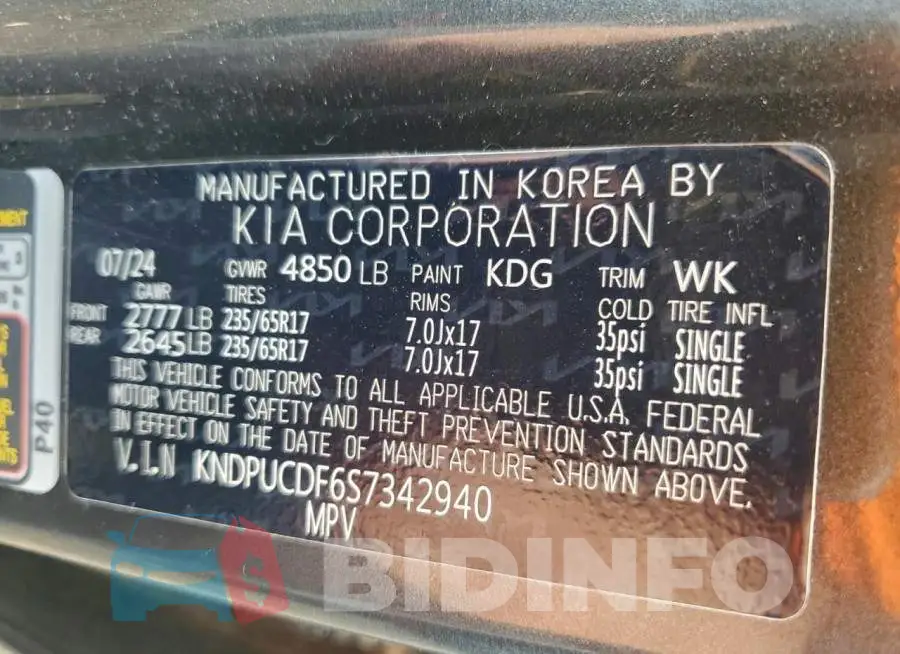 KNDPUCDF6S7342940 Photo# 12