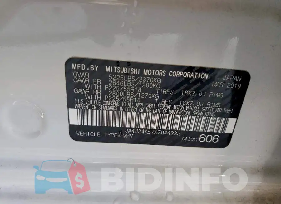 JA4J24A57KZ044232 Photo# 13