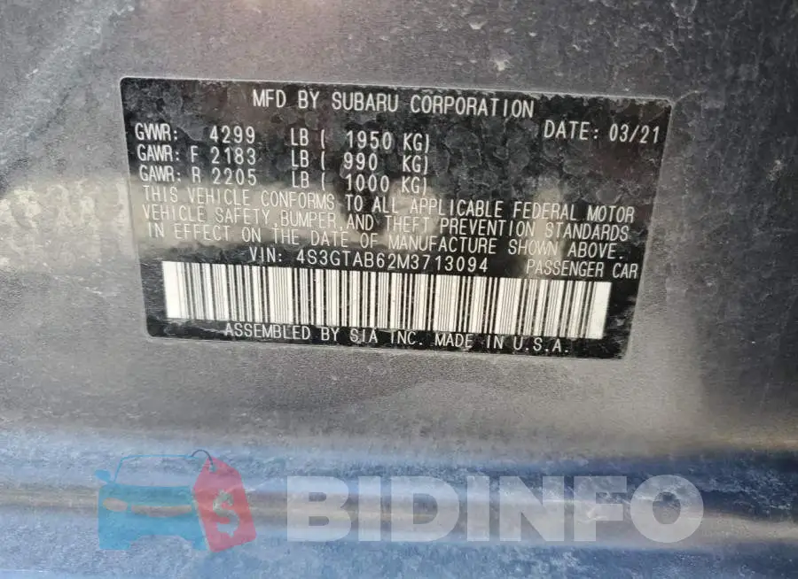 4S3GTAB62M3713094 Photo# 13