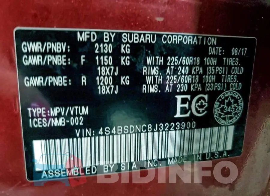 4S4BSDNC8J3223900 Photo# 13