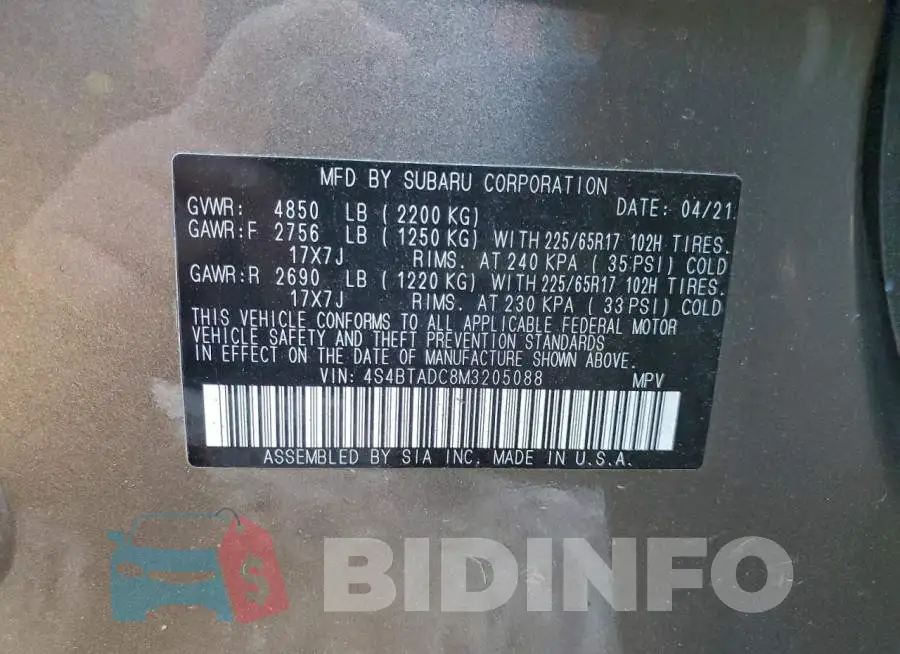 4S4BTADC8M3205088 Photo# 12