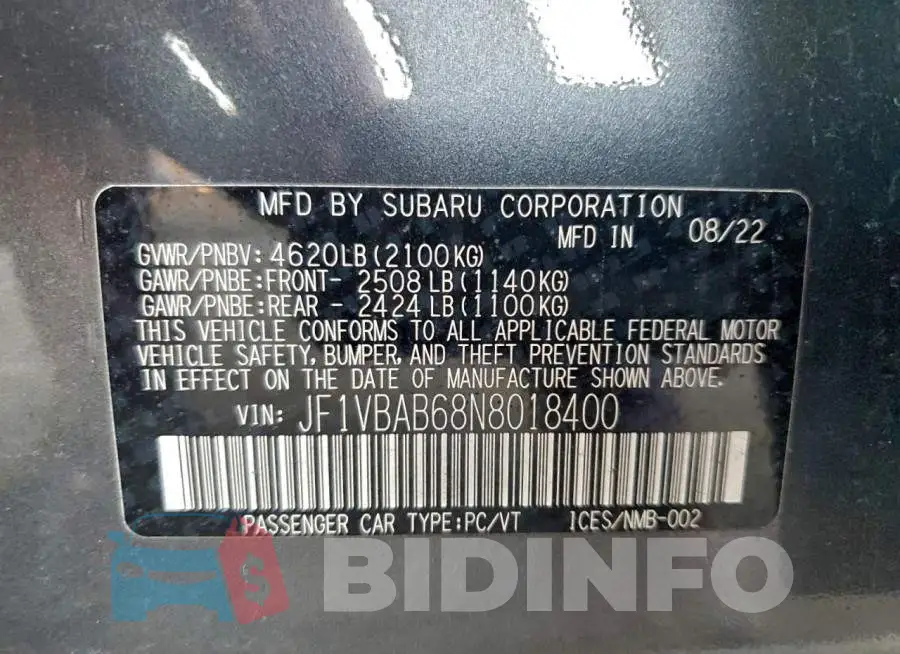 JF1VBAB68N8018400 Photo# 12