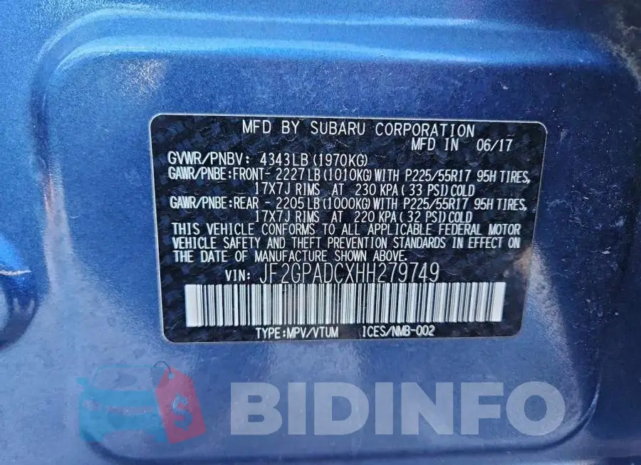 JF2GPADCXHH279749 Photo# 12