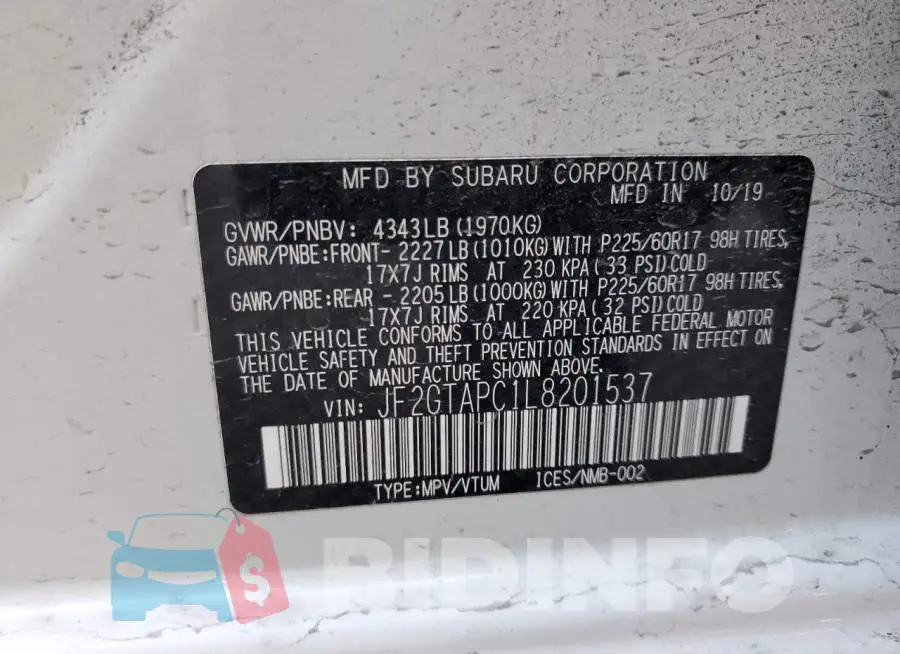 JF2GTAPC1L8201537 Photo# 13