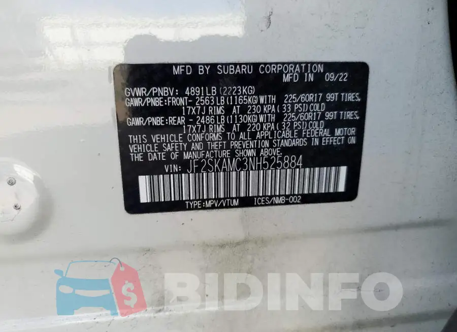 JF2SKAMC3NH525884 Photo# 13