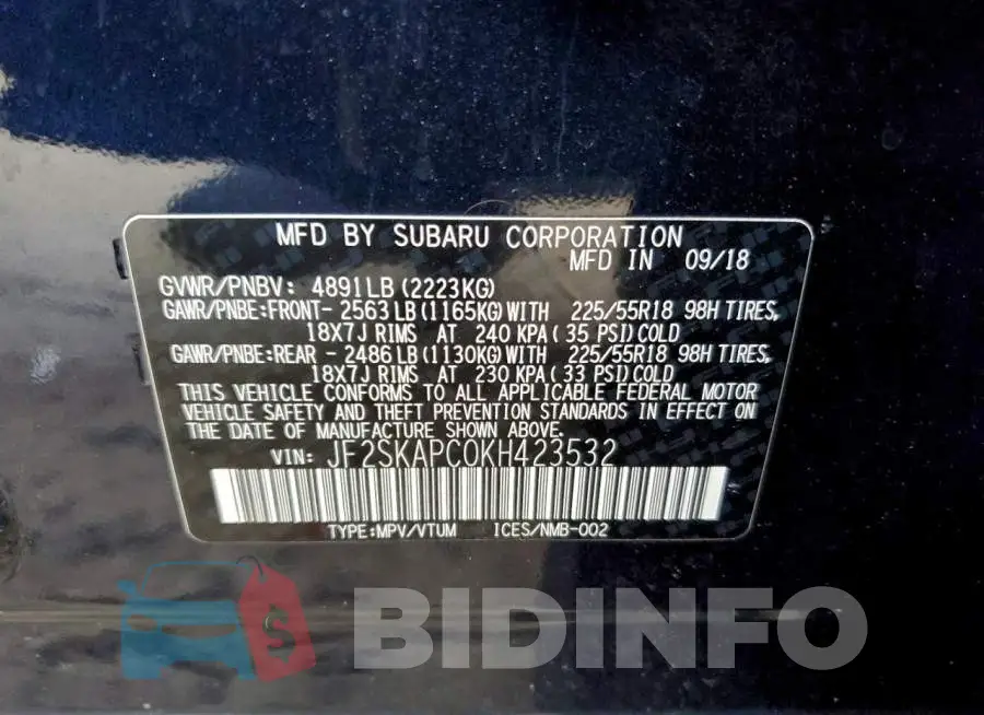 JF2SKAPC0KH423532 Photo# 13