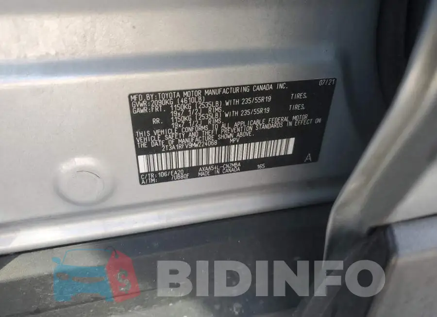 2T3A1RFV9MW224068 Photo# 13