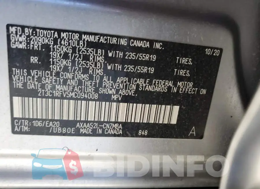 2T3C1RFV5MC094008 Photo# 13