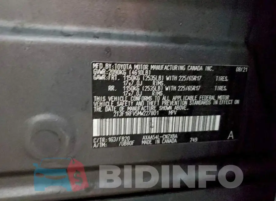 2T3F1RFV5MW227801 Photo# 14