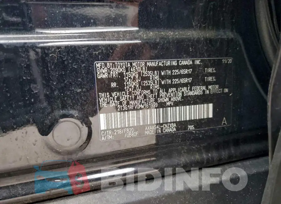 2T3G1RFV0MW161999 Photo# 13