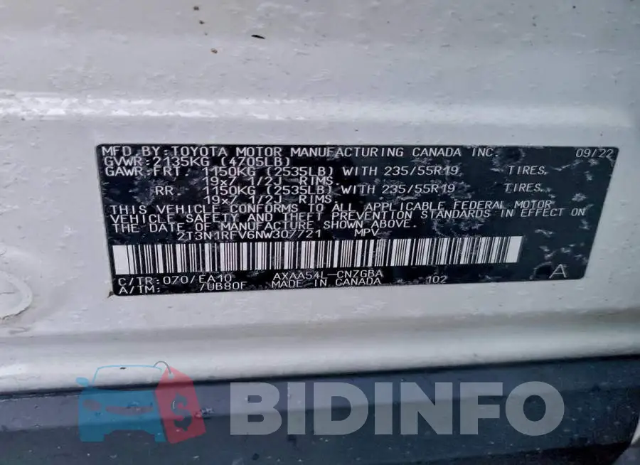 2T3N1RFV6NW307721 Photo# 13