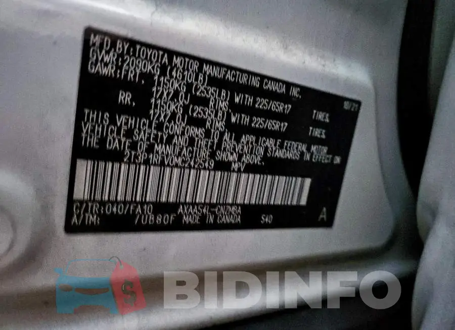 2T3P1RFV0MC242549 Photo# 13
