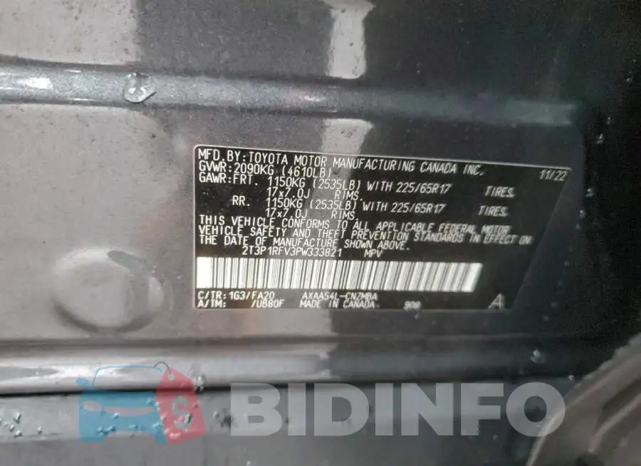 2T3P1RFV3PW333821 Photo# 14