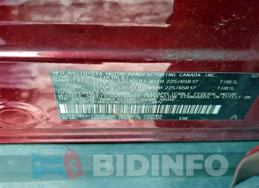 2T3P1RFV4MW185691 Photo# 13