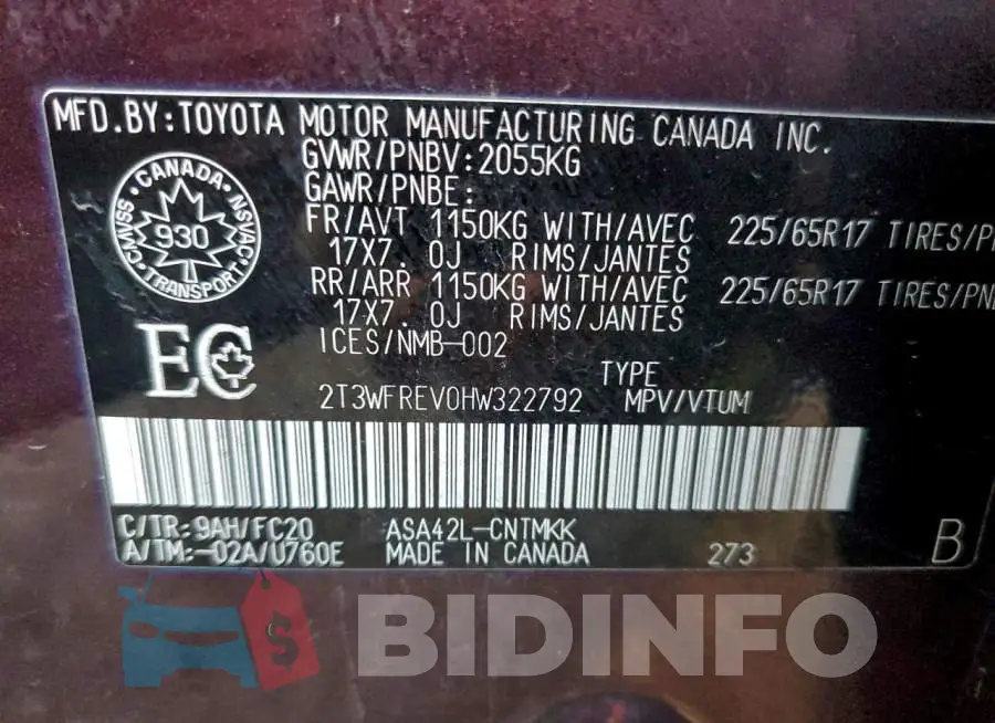 2T3WFREV0HW322792 Photo# 13