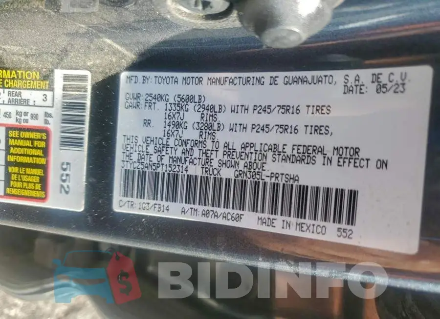 3TYCZ5AN5PT152314 Photo# 12