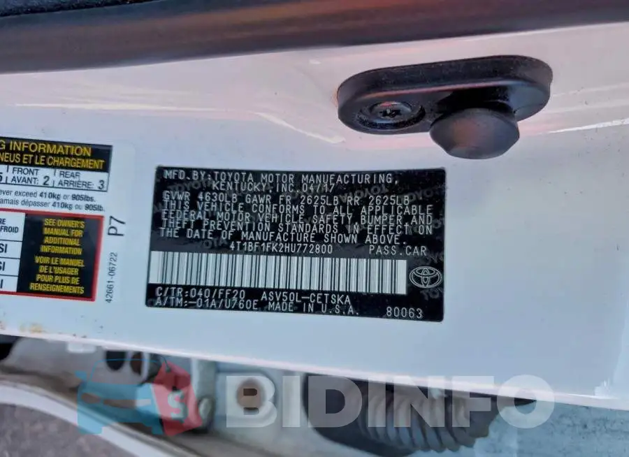 4T1BF1FK2HU772800 Photo# 12