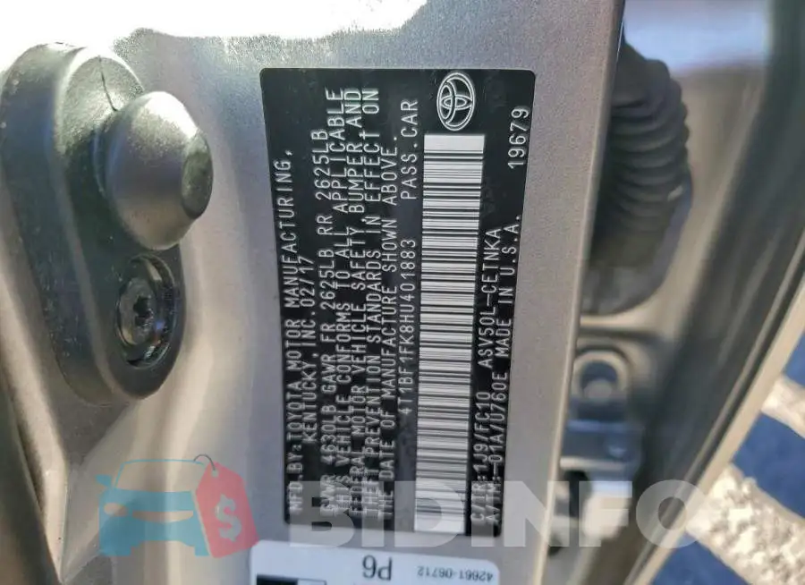 4T1BF1FK8HU401883 Photo# 13