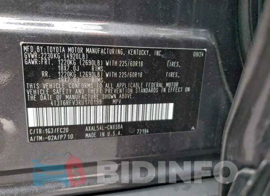4T3T6RFV3RU170199 Photo# 14