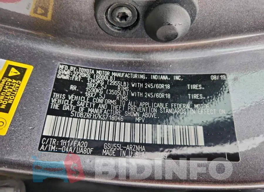 5TDBZRFH7KS718046 Photo# 13