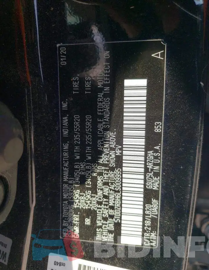 5TDDZRBH6LS009995 Photo# 12
