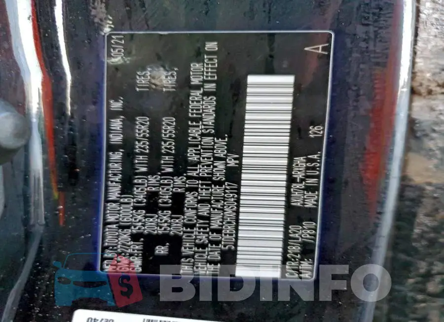 5TDEBRCHXMS049117 Photo# 13