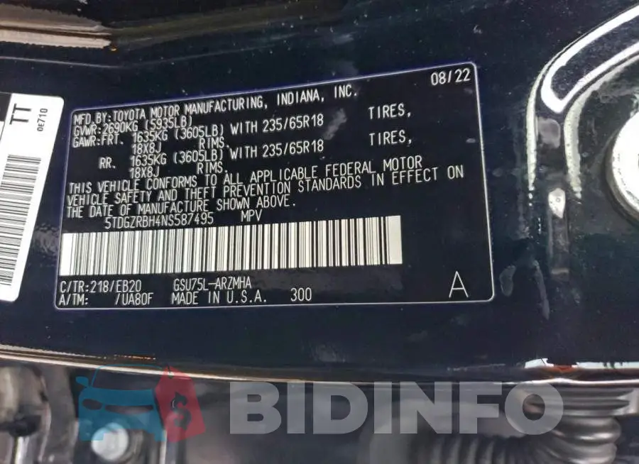 5TDGZRBH4NS587495 Photo# 14