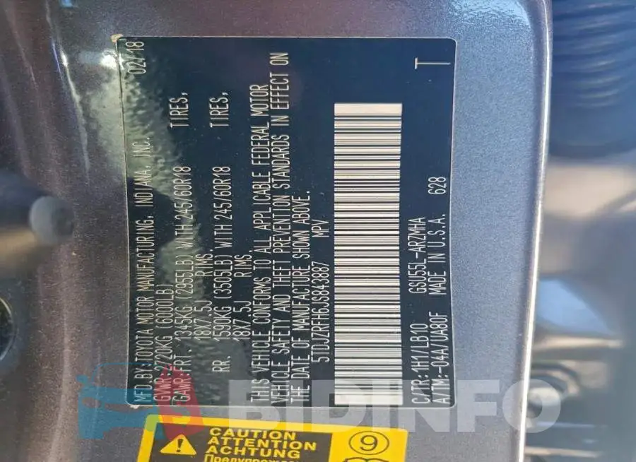 5TDJZRFH6JS843887 Photo# 13