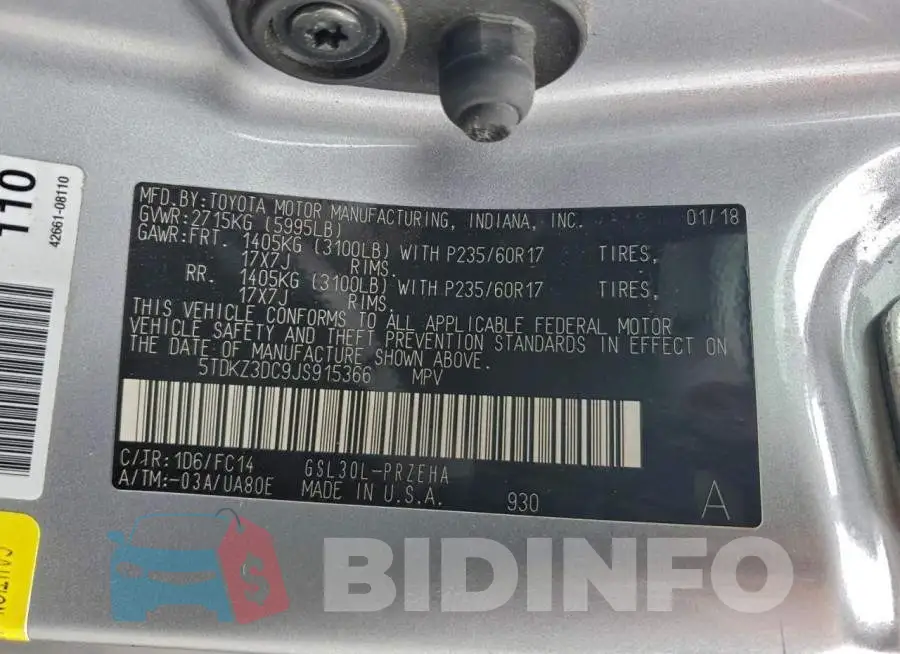 5TDKZ3DC9JS915366 Photo# 14