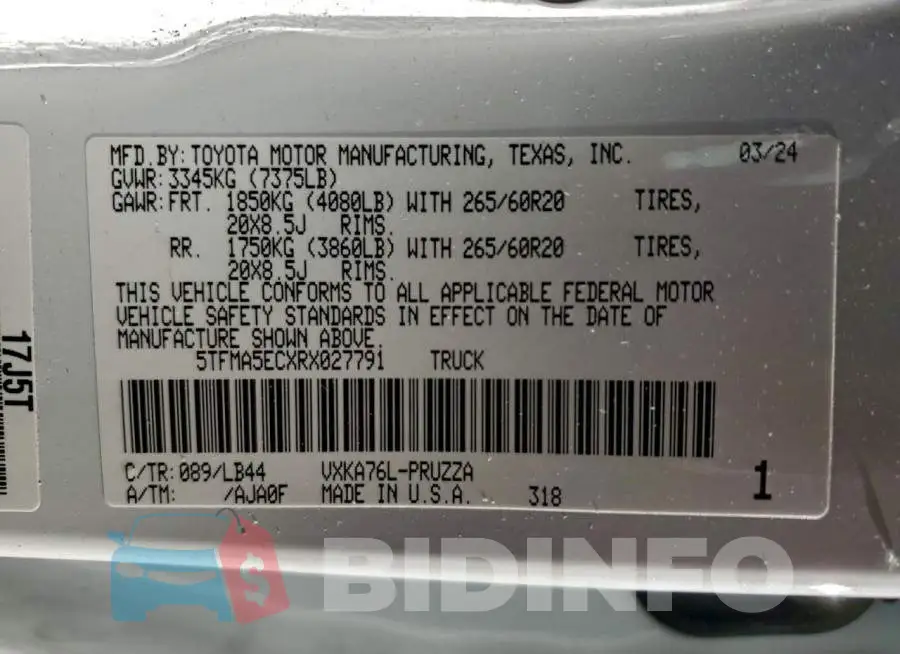 5TFMA5ECXRX027791 Photo# 12