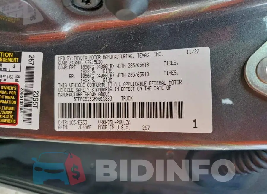 5TFPC5DB3PX015883 Photo# 12