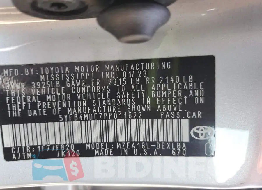 5YFB4MDE7PP011622 Photo# 13