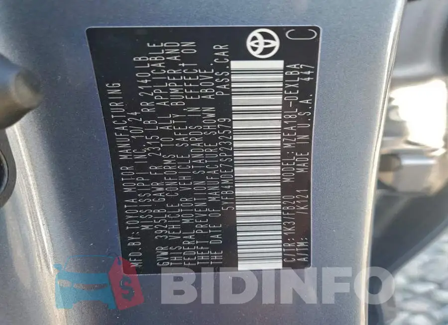 5YFB4MDE7SP232579 Photo# 12