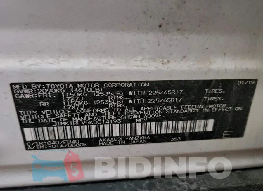 JTMK1RFV5KD014193 Photo# 13