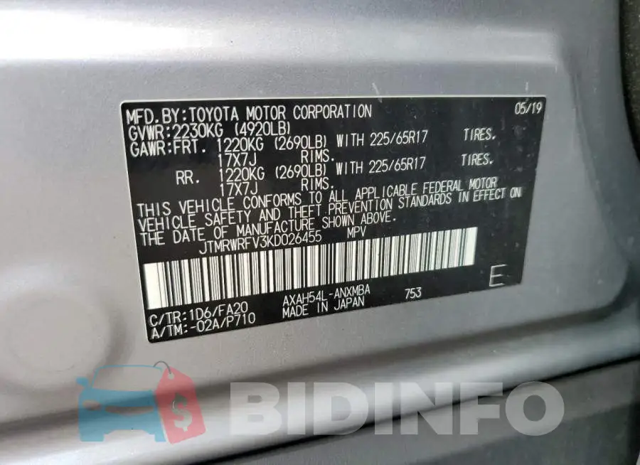 JTMRWRFV3KD026455 Photo# 12