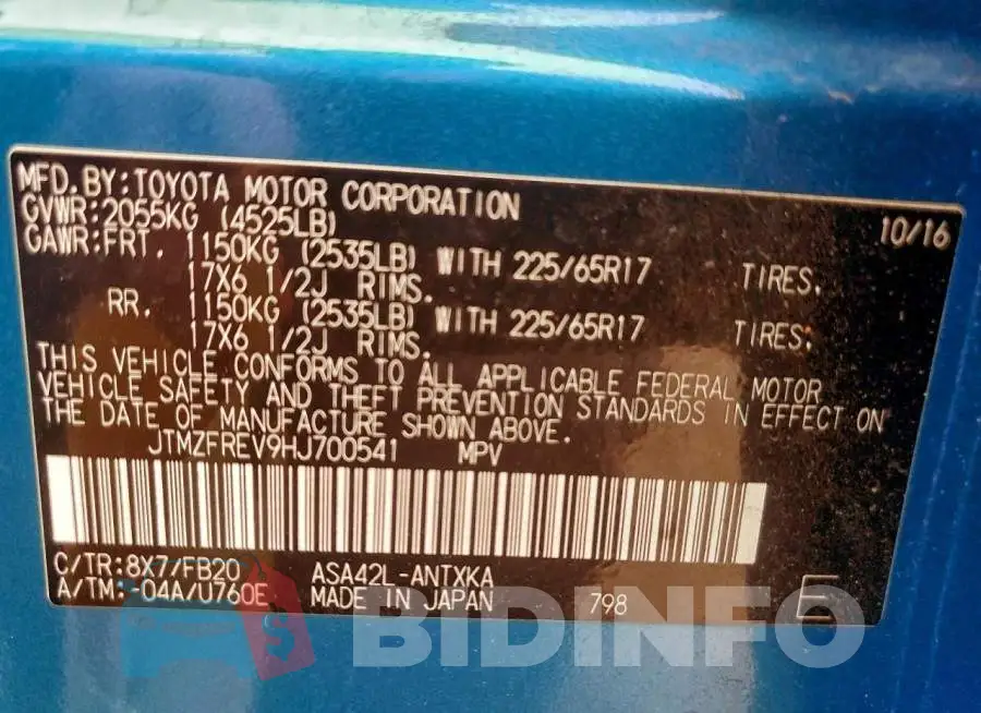JTMZFREV9HJ700541 Photo# 13