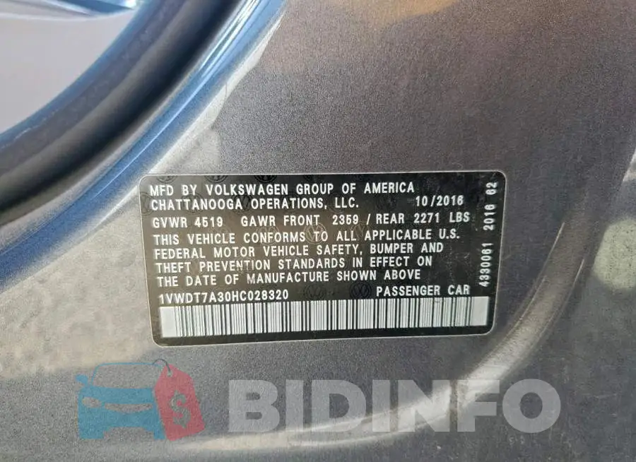 1VWDT7A30HC028320 Photo# 12